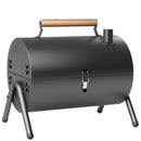 Parrilla de carbón tipo barril 38x25x35 cm portátil con tapa y chimenea estilo BBQ de hierro. Asador de carbón.