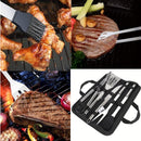 Kit de Accesorios para BBQ Parrillada. Cubiertos multifunción de acero inoxidable para BBQ con estuche portátil de tela. Set de 5 piezas.