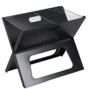 Parrillera portátil de carbón 46x30x40cm plegable hierro con estante inferior. Asador de Carbón