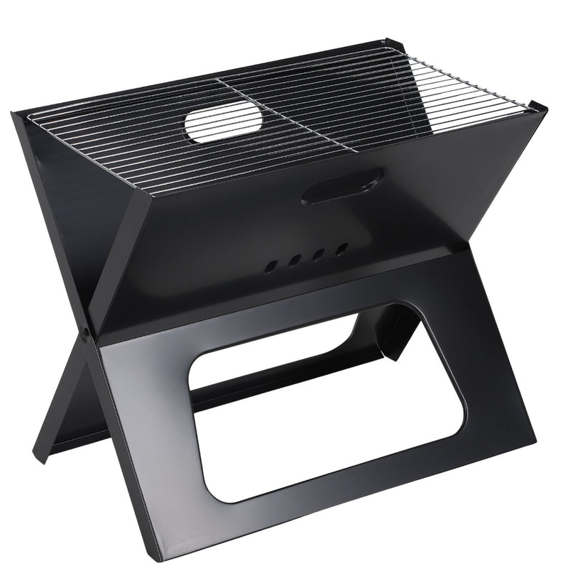 Parrillera portátil de carbón 46x30x40cm plegable hierro con estante inferior. Asador de Carbón
