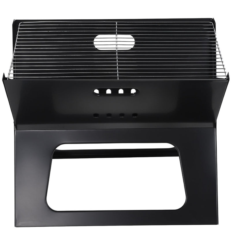 Parrillera portátil de carbón 46x30x40cm plegable hierro con estante inferior. Asador de Carbón