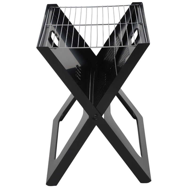 Parrillera portátil de carbón 46x30x40cm plegable hierro con estante inferior. Asador de Carbón