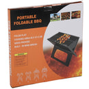 Parrillera portátil de carbón 46x30x40cm plegable hierro con estante inferior. Asador de Carbón