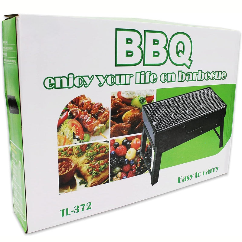 Parrillera portátil de carbón 43x29x22 cm compacta hierro con asas y patas plegables. Asador de Carbón