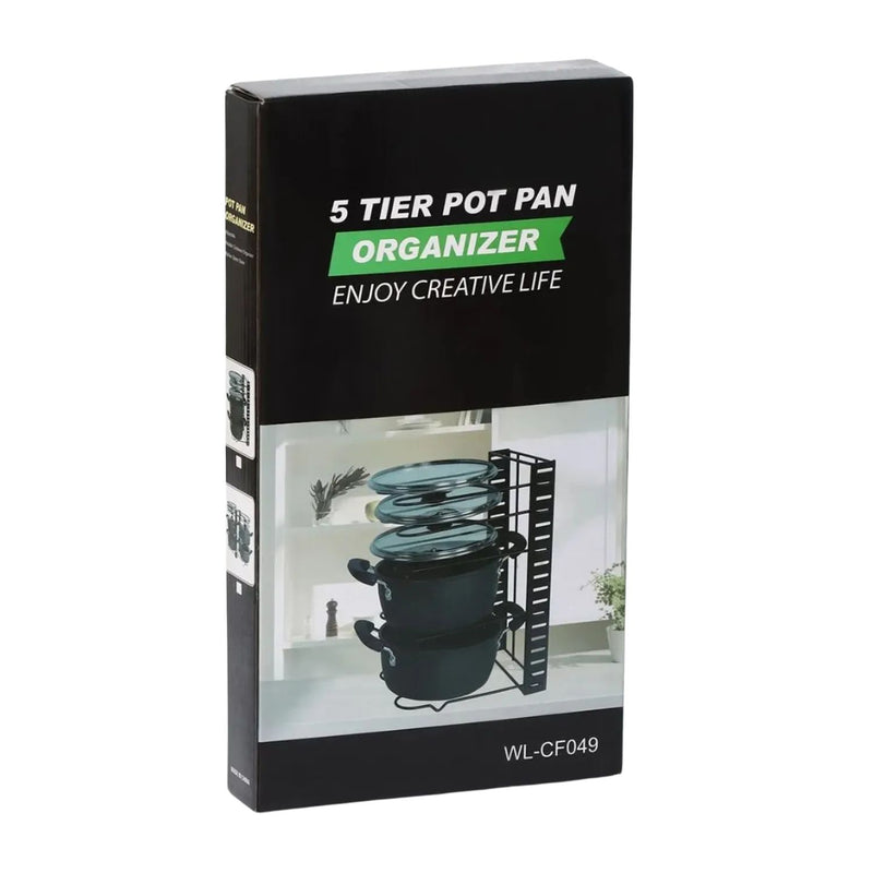 Estante organizador vertical. Ideal para ollas y sartenes. Estantería ajustable de 5 niveles. Para cocina Repisa de Almacenamiento.