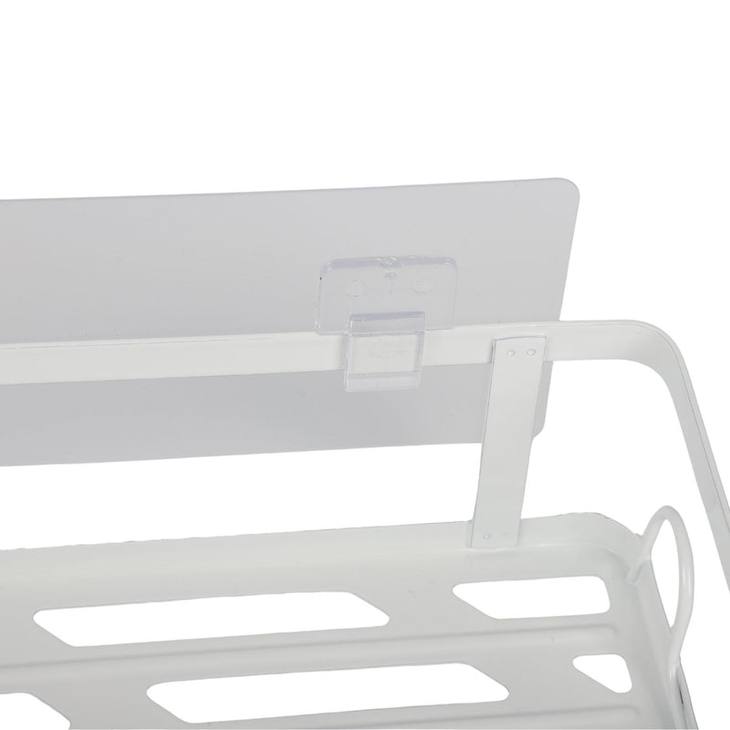 Repisa esquinera de ducha de esquina 26x25.5x8cm blanco de hierro para baño compacto y organizado. Organizador Esquinero Para Baño