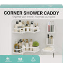 Repisa esquinera de ducha de esquina 26x25.5x8cm blanco de hierro para baño compacto y organizado. Organizador Esquinero Para Baño