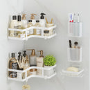 Repisa esquinera de ducha de esquina 26x25.5x8cm blanco de hierro para baño compacto y organizado. Organizador Esquinero Para Baño