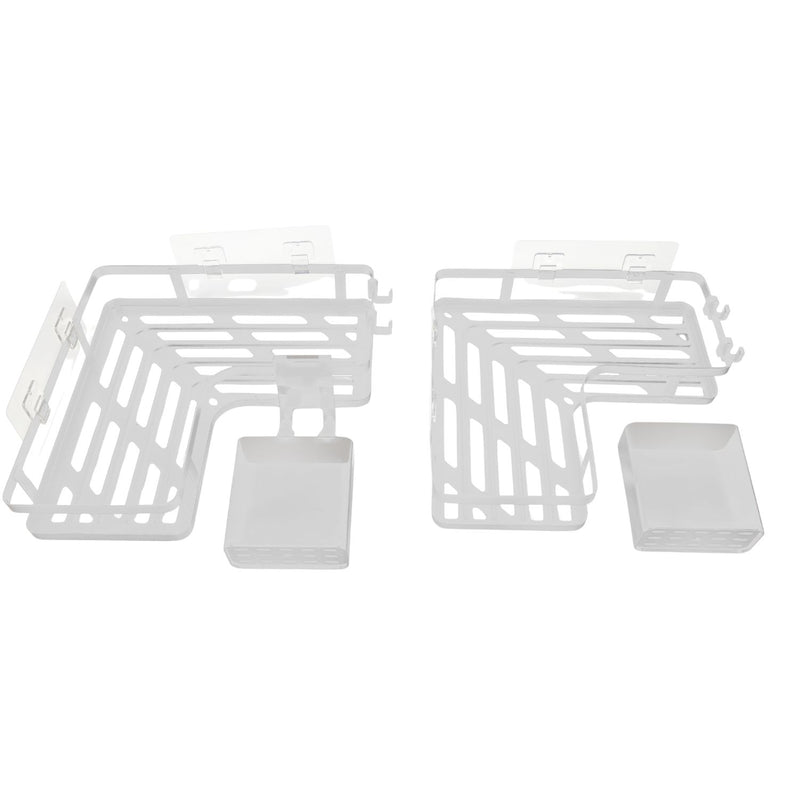 Repisa esquinera ducha de esquina 25.5x26x5.5 cm blanco de hierro  para múltiples espacios. Organizador esquinero para baño.