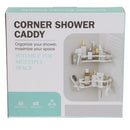 Repisa esquinera ducha de esquina 25.5x26x5.5 cm blanco de hierro  para múltiples espacios. Organizador esquinero para baño.