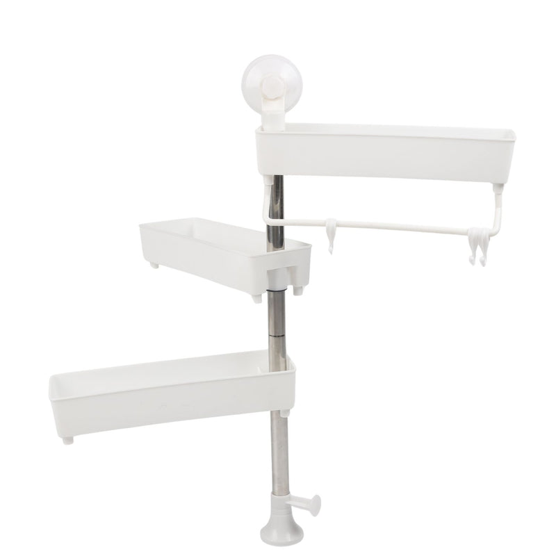 Estante repisa de almacenamiento 32.5x10 cm color blanco de plástico para uso en cocina, baño o tocador. Organizador Rack Multifuncional.