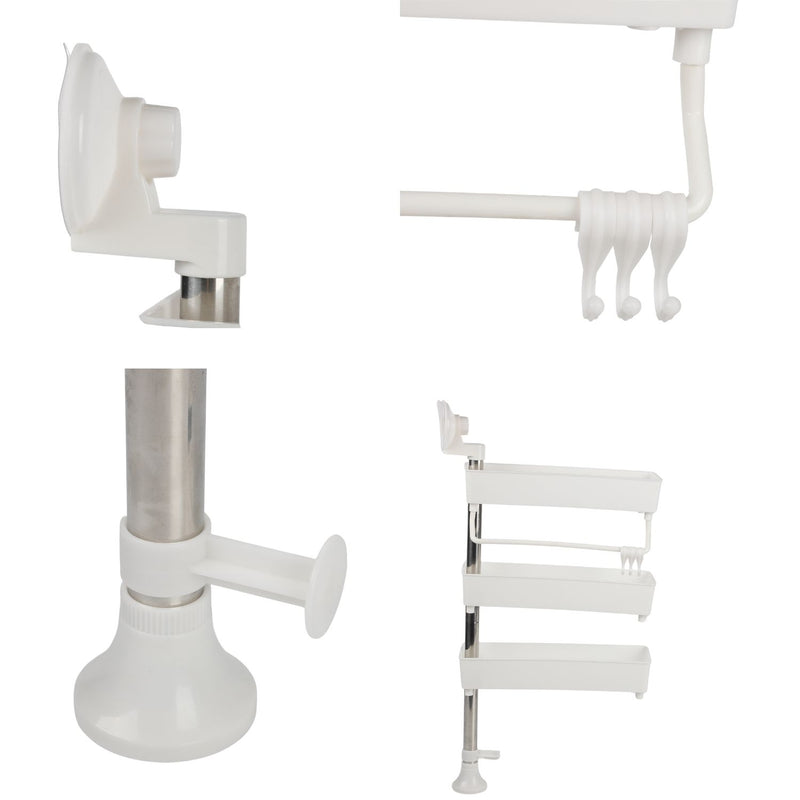 Estante repisa de almacenamiento 32.5x10 cm color blanco de plástico para uso en cocina, baño o tocador. Organizador Rack Multifuncional.