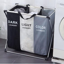 Cesta de ropa sucia plegable Cestos de 3 compartimentos 65x36x58 cm de aluminio plegable desmontable. Canasto Clasificador Para Baño O Lavandería