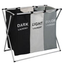 Cesta de ropa sucia plegable Cestos de 3 compartimentos 65x36x58 cm de aluminio plegable desmontable. Canasto Clasificador Para Baño O Lavandería