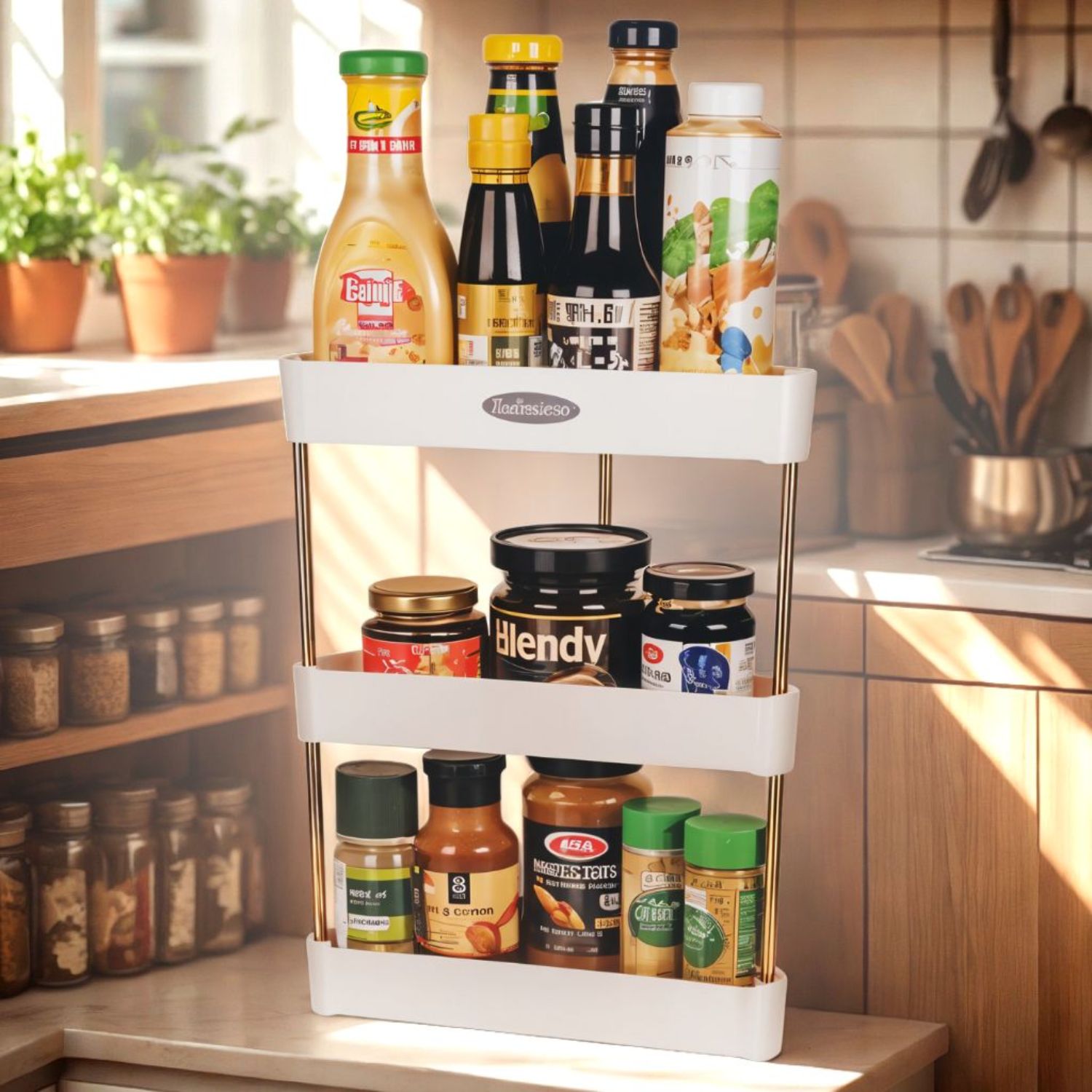 Estante esquinero multifuncional 3 niveles blanco 20x37x26.5 cm repisa Ideal para cocina, baño, oficina.  Organizador multifunción