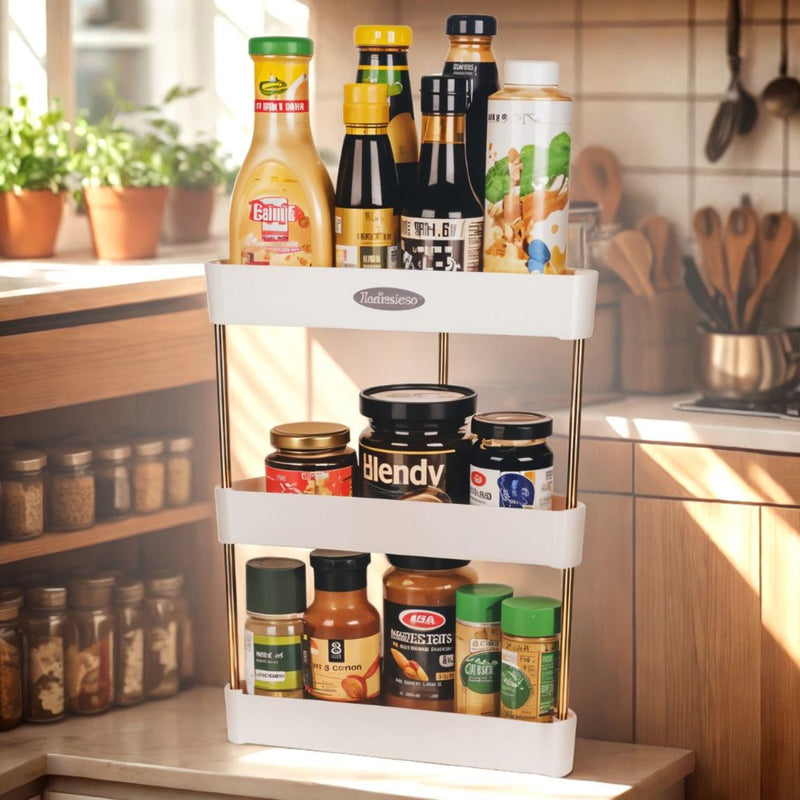 Estante esquinero multifuncional 3 niveles blanco 20x37x26.5 cm repisa Ideal para cocina, baño, oficina.  Organizador multifunción