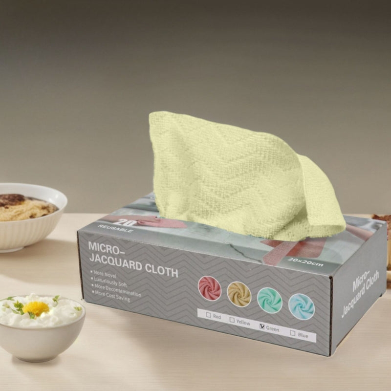 Paños de Microfibra  (Set de 20 unidades). 20cm x 20cm Amarillo. Trapos de limpieza absorbentes.