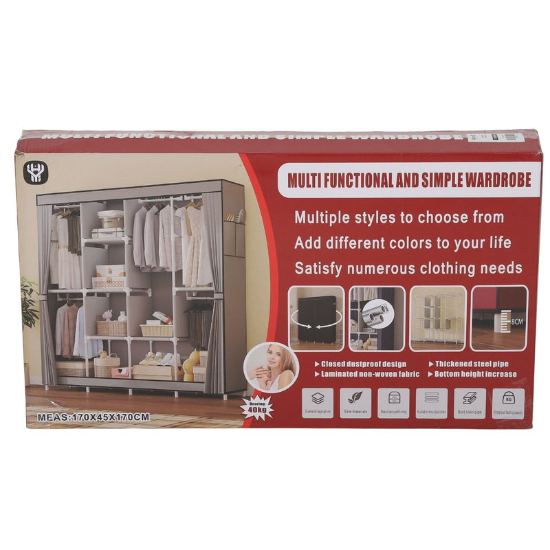 Closet Armario multifuncional 170x45x170cm tela no tejida diseño cerrado y  resistente con tubos de acero.