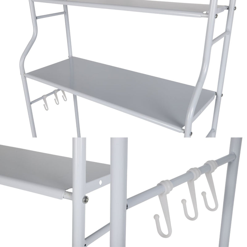 Estante Organizador para Lavadora de 3 Niveles Metálico Color Blanco 65x26x152cm. Rack para Lavandería