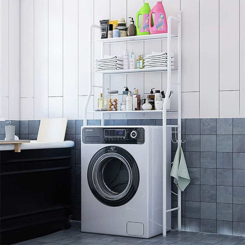 Estante Organizador para Lavadora de 3 Niveles Metálico Color Blanco 65x26x152cm. Rack para Lavandería