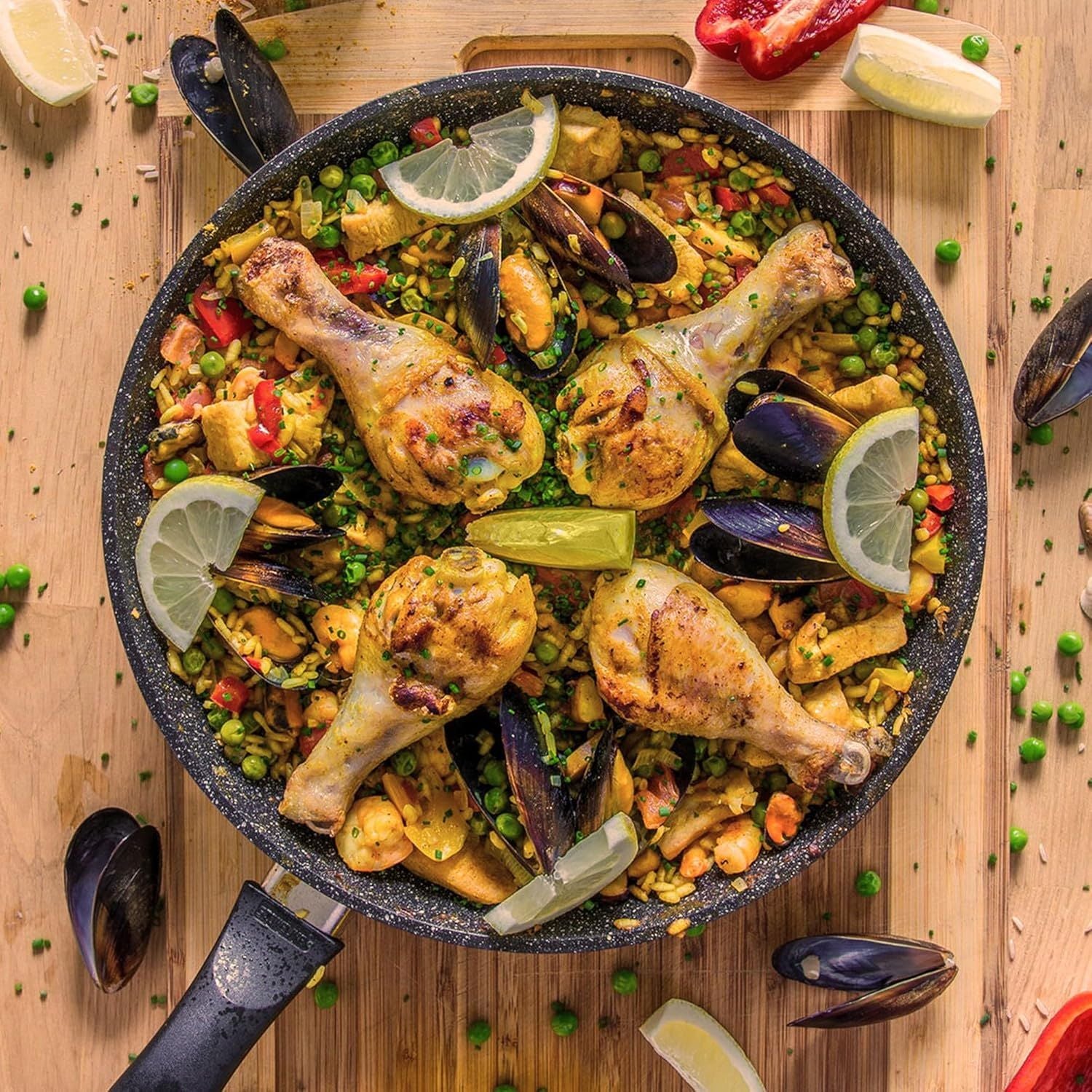 Sartén Antiadherente de 28cm (11”) aluminio forjado con recubrimiento de MARMOL II cocina saludable. Libre de Teflón. Amigable con el ambiente.