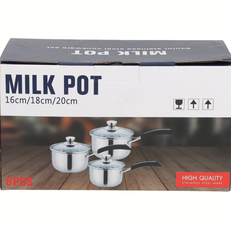 Ollas de Acero Inoxidable Antiadherente para cocinar y calentar. Tamaños16-18-20 cm para Inducción y Estufa de Gas.100% Libre de Teflón. Set de 3 ollas. Cacerolas.