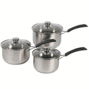 Ollas de Acero Inoxidable Antiadherente para cocinar y calentar. Tamaños16-18-20 cm para Inducción y Estufa de Gas.100% Libre de Teflón. Set de 3 ollas. Cacerolas.