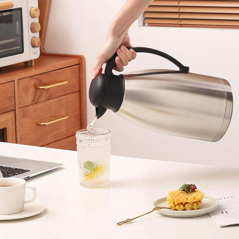 Termo Hervidor Térmico 2L Acero Inoxidable Antiderrames para Hogar u Oficina 24H Calor/Frío. Tetera