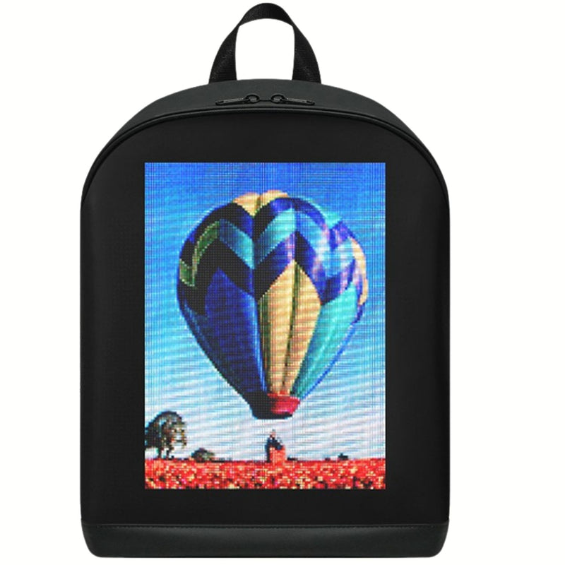 Mochila LED Negra Inteligente con Pantalla Animada, Bluetooth y Power Bank 35.5x29x13cm Impermeable. Backpack Morral