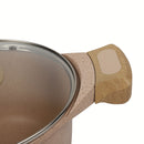 Ollas Antiadherentes 9 Piezas con Revestimiento de Granito, Aluminio Forjado, Color Beige.  Eco-Friendly. Set de 9 piezas. Batería de Cocina. Libre de teflon