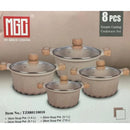 Ollas Antiadherentes 9 Piezas con Revestimiento de Granito, Aluminio Forjado, Color Beige.  Eco-Friendly. Set de 9 piezas. Batería de Cocina. Libre de teflon