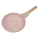 Sartén Antiadherente ceramico 20cm Color Rosa con Mango Imitación Madera en  Aluminio Forjado. Eco-Friendly 100% libre de teflon