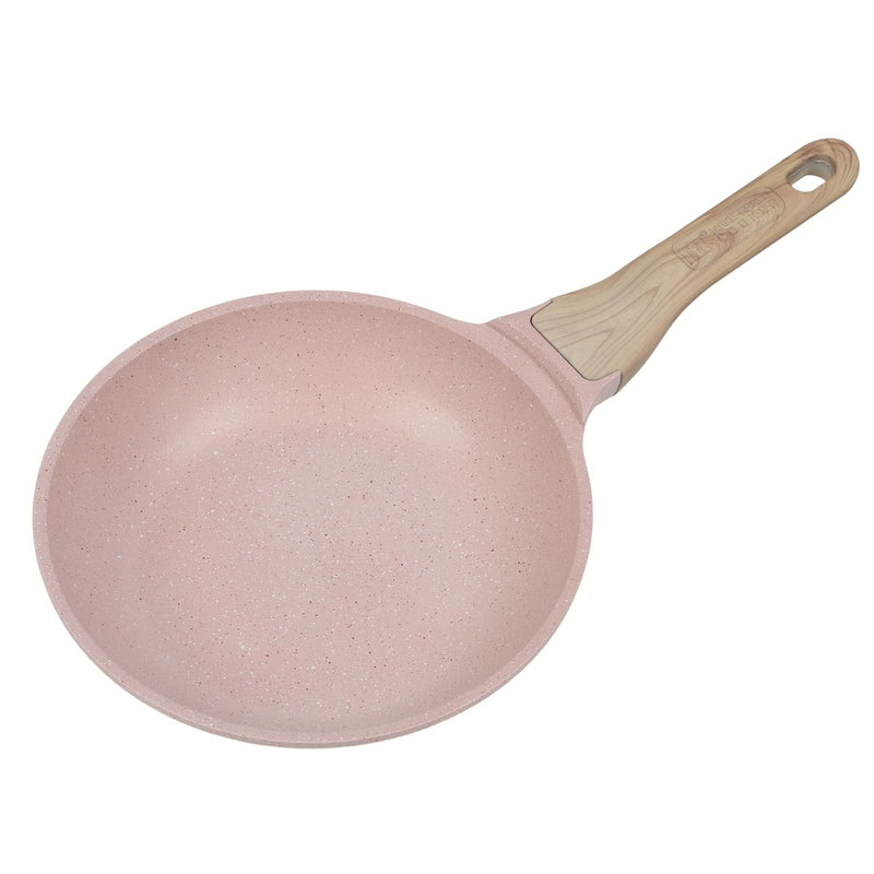 Sartén Antiadherente ceramico 20cm Color Rosa con Mango Imitación Madera en  Aluminio Forjado. Eco-Friendly 100% libre de teflon