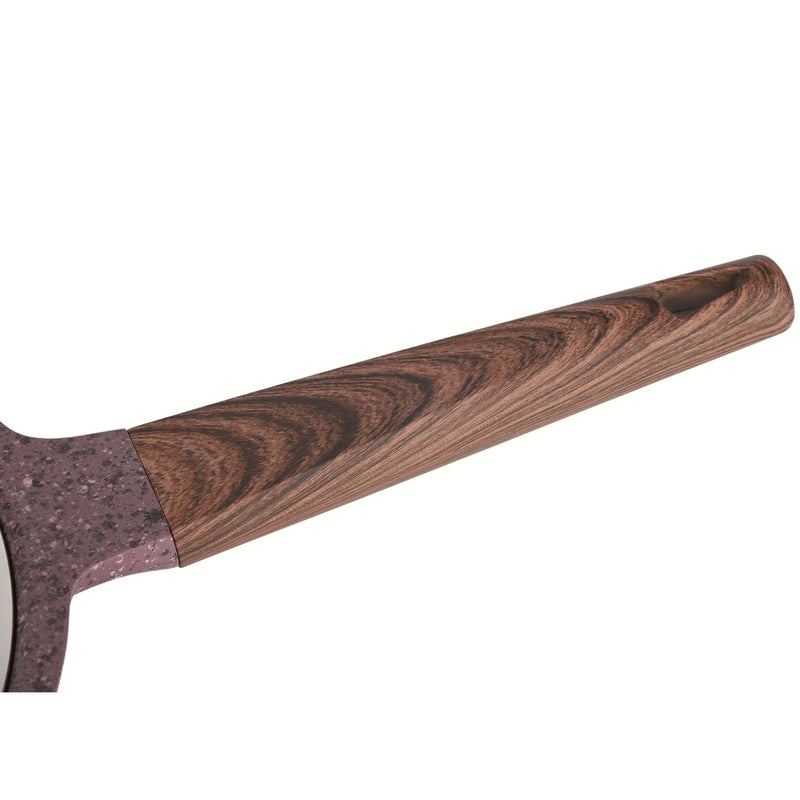 Sartén Antiadherente ceramico 24cm con Tapa Color Marrón Rojizo. Mango Imitación Madera, Eco Friendly 100% libre de teflon