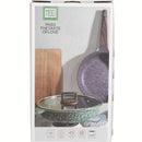 Sartén Antiadherente ceramico 24cm con Tapa Color Marrón Rojizo. Mango Imitación Madera, Eco Friendly 100% libre de teflon