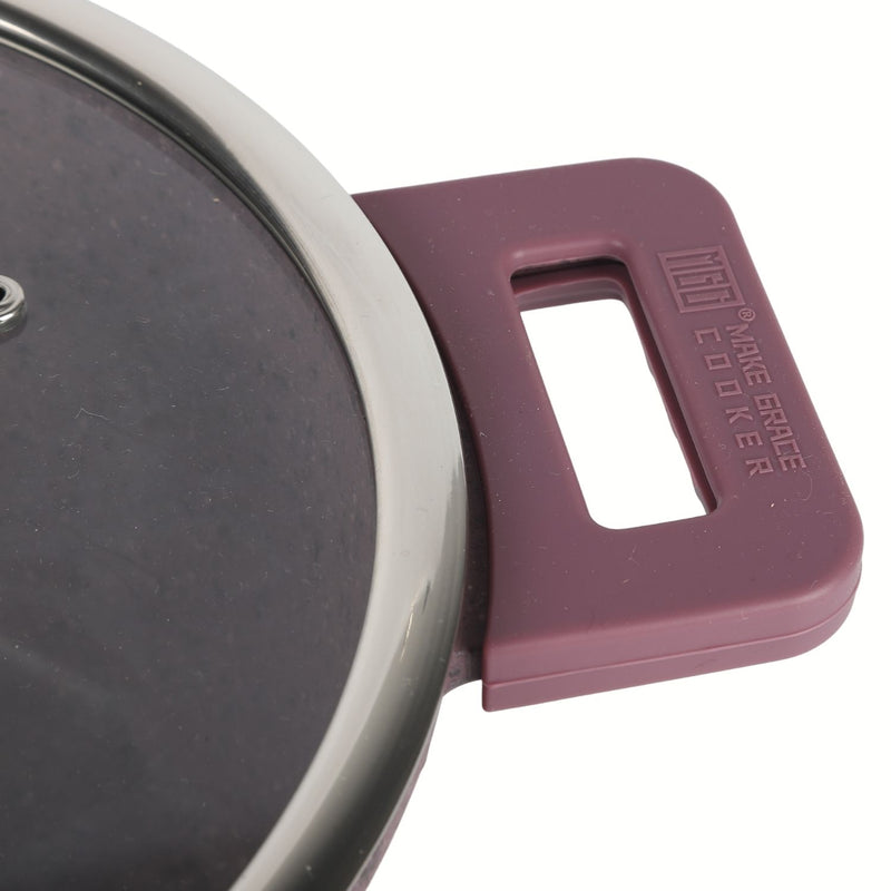 Olla Sopera 24cm Antiadherente ceramica con Tapa Color Marrón Rojizo Eco Friendly, Aluminio Forjado 100% libre de teflon