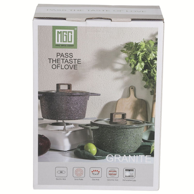 Olla Sopera 24cm Antiadherente ceramica con Tapa Color Marrón Rojizo Eco Friendly, Aluminio Forjado 100% libre de teflon