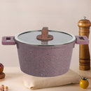 Olla Sopera 24cm Antiadherente ceramica con Tapa Color Marrón Rojizo Eco Friendly, Aluminio Forjado 100% libre de teflon