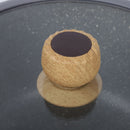 Ollas, Sartén, Utensilios Antiadherente granito Eco-Friendly con Mango de Madera Set de 12 Piezas, Color Gris. Batería de Cocina. 100% libre de teflon