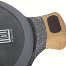 Ollas, Sartén, Utensilios Antiadherente granito Eco-Friendly con Mango de Madera Set de 12 Piezas, Color Gris. Batería de Cocina. 100% libre de teflon