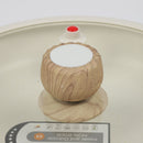 Sartén Antiadherente ceramico con Tapa de Vidrio 28cm Color Blanco con  mango de madera, 100% libre de teflon