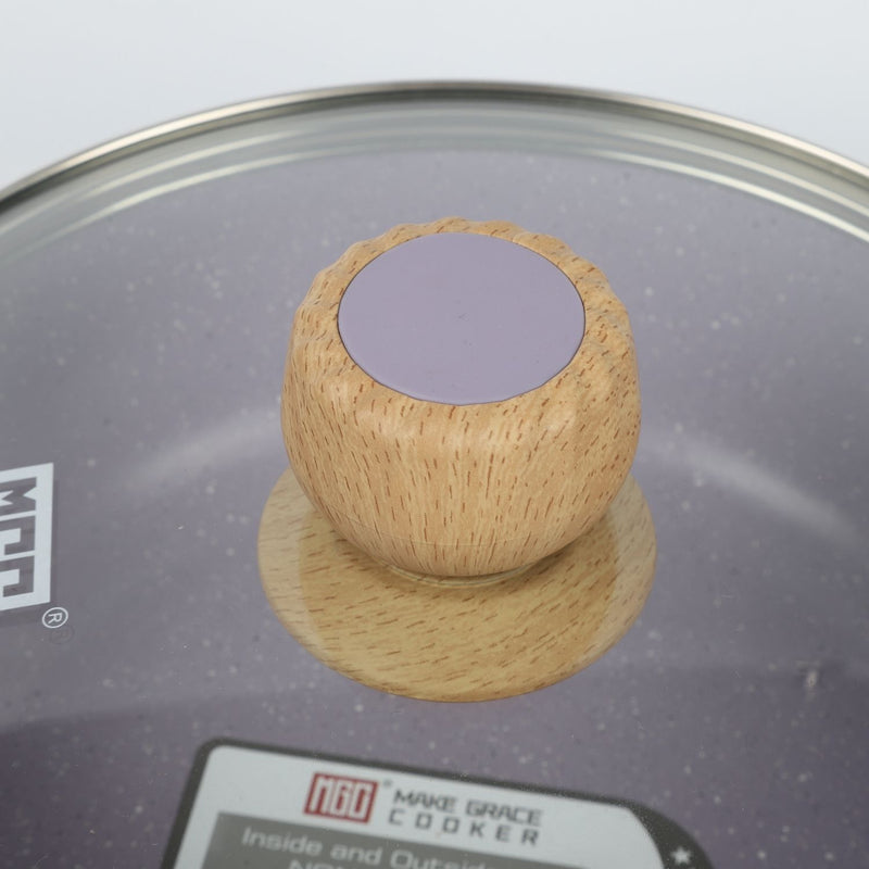 Ollas y Sartén Antiadherente 9 Piezas Color Morado 100% libre de teflon con mango de madera y revestimiento Cerámico.