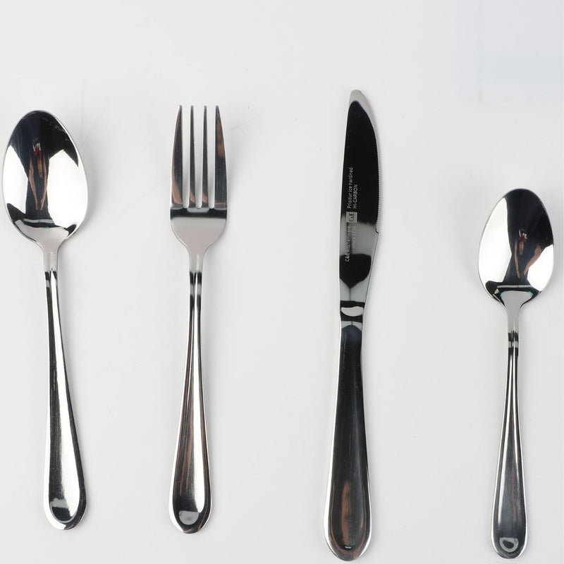 Cubiertos de Acero Inoxidable 24 Piezas Color Plata . Ideal para 6 personas. Resistente, Brillante y Apto para Lavavajillas.