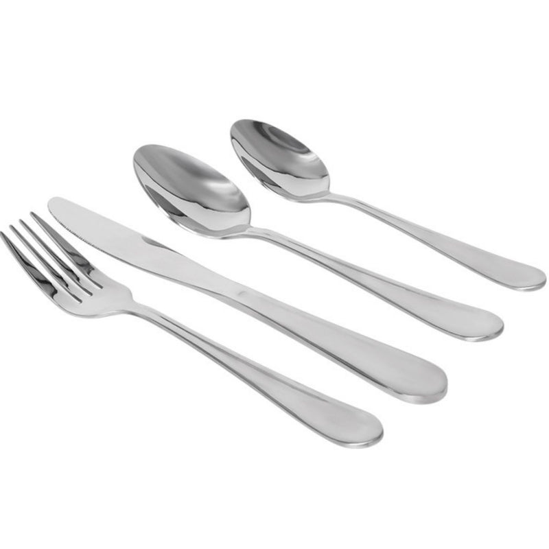 Cubiertos de Acero Inoxidable 24 Piezas Color Plata . Ideal para 6 personas. Resistente, Brillante y Apto para Lavavajillas.