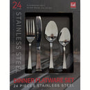 Cubiertos de Acero Inoxidable 24 Piezas Color Plata . Ideal para 6 personas. Resistente, Brillante y Apto para Lavavajillas.