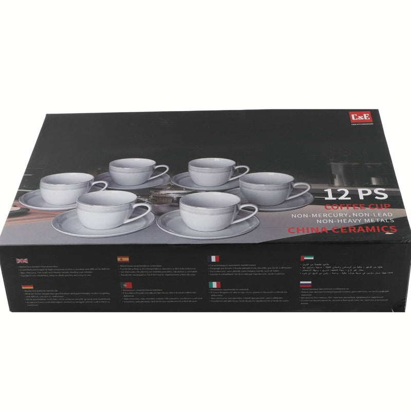 Tazas de Cerámica Elegante para café o té. Diseño Moderno. Set de 12 piezas.