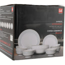 Vajilla de Cerámica con Diseño Blanco en Relieve. Set de 24 piezas. Set de Platos y Tazones.