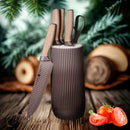 Cuchillos de Cocina  Color Morado Set de 6 Piezas con Soporte. Diseño Texturizado Antiadherente.