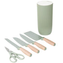 Cuchillos de Cocina  Color Verde Set de 6 Piezas con Soporte. Diseño Texturizado Antiadherente.