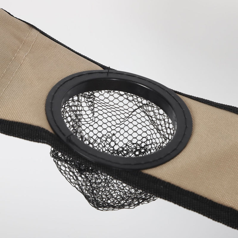 Silla Plegable Color Beige de 52x52x127cm con Portavasos y Techo Tela Oxford y Soportes de Acero. Ideal para camping, playera y jardín.